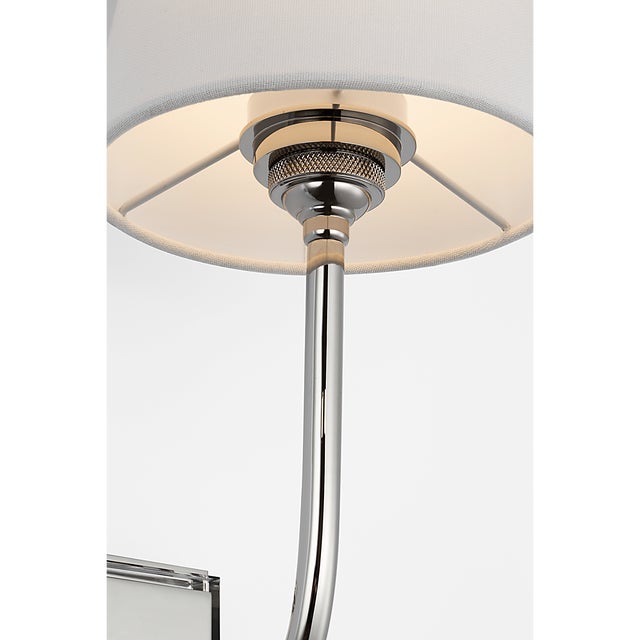 2020s Thomas O'Brien for Visual Comfort Signature Hulton 17" Cordless Single Sconce in Polished Nickel with Linen Shade For Sale - Image 5 of 14