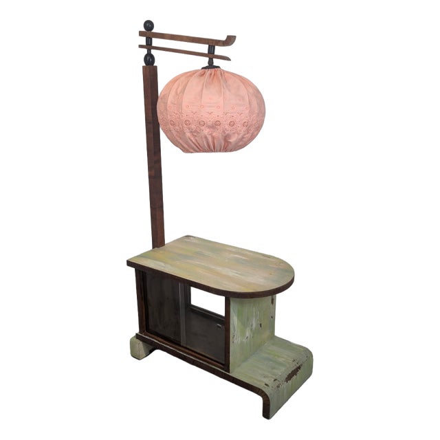 Art Deco Floor Lamp with Table and Bar For Sale
