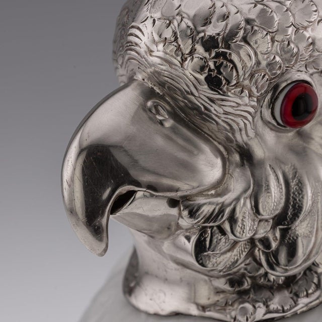 Antique Cockatoo Silver and Porcelain Claret Jug from Asprey & Co, 1912 For Sale - Image 17 of 18