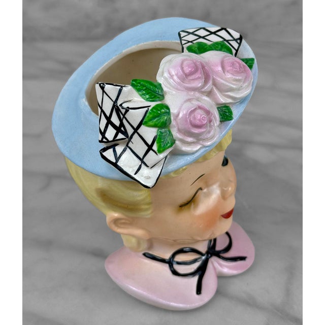 Mid 20th Century Mid-Century Porcelain Southern Lady Head Vase For Sale - Image 5 of 7
