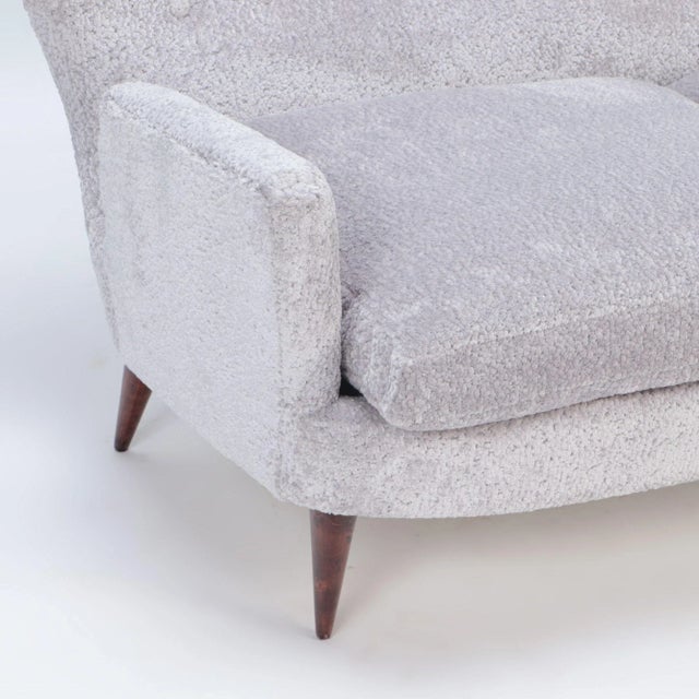 An Italian Wingback, Drop Arm Upholstered Settee C. 1950 For Sale - Image 4 of 6