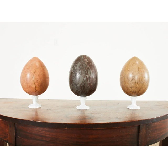 Modern Set of Three Large Italian Marble Eggs For Sale - Image 3 of 13