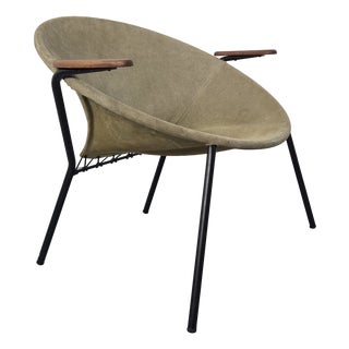 Sueded Balloon Chair by Hans Olsen for Lea Furniture, Denmark, 1950s For Sale