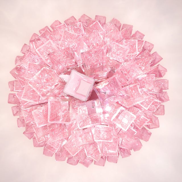 Contemporary Contemporary Pink’ “Square Tubes” Murano Glass Chandelier For Sale - Image 3 of 6