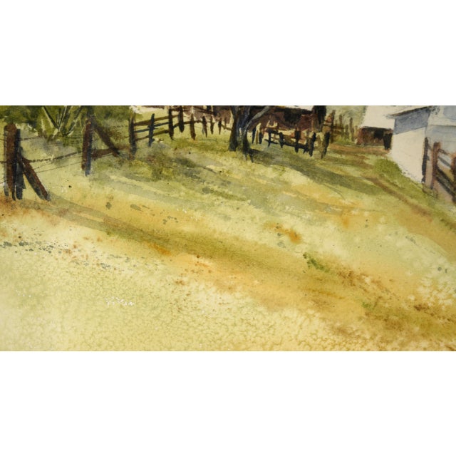 Grey Barn and Brown House - Rural California Landscape in Watercolor on Paper by Alice Duke For Sale - Image 4 of 9