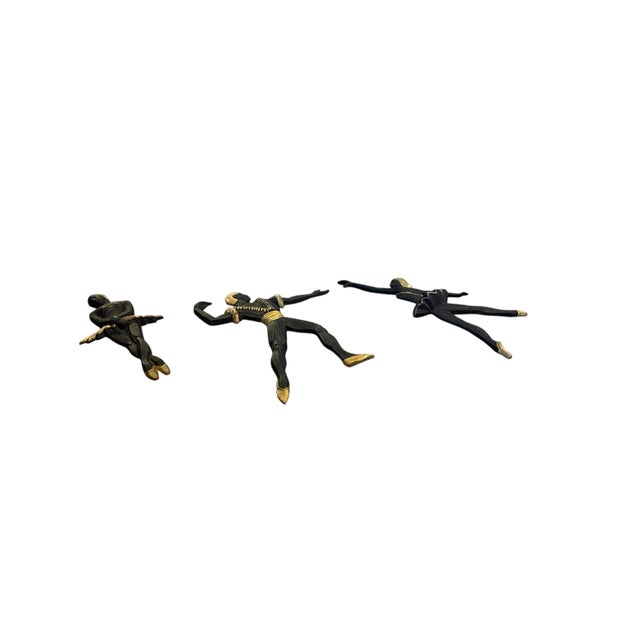 Vintage, Set of 3, MCM Black & Gold Bronze Ballerina Man Women Dancing, Wall Art, Home Decor, 10" For Sale - Image 4 of 10