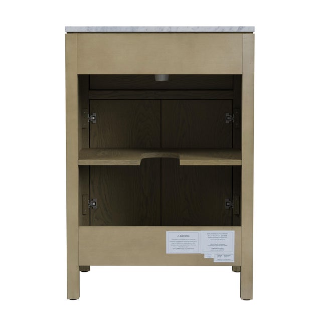 Brown Nora 24 in. W Rectangular Wood & Marble Bathroom Vanity with Storage, Light Oak For Sale - Image 8 of 11