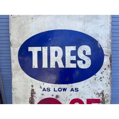 1950's or 60's Hand-Painted Tire Sign, 2 sided! For Sale - Image 4 of 8
