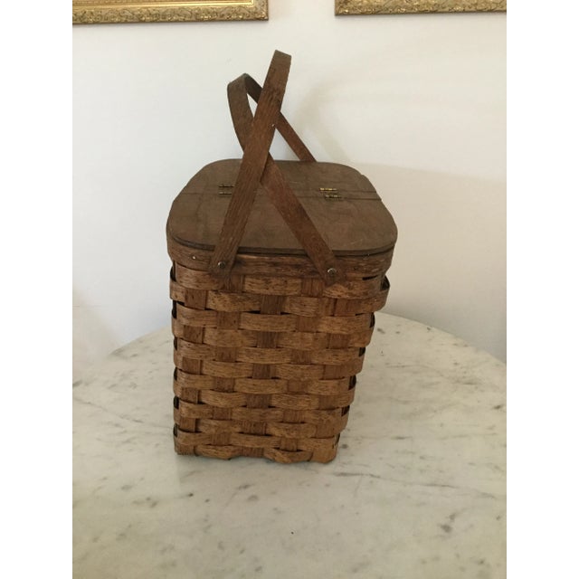 Early 20th Century Early 20th Century Antique Oak Picnic Basket For Sale - Image 5 of 7