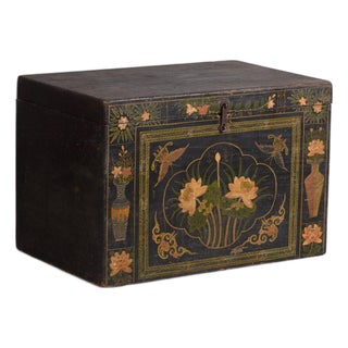 Antique Chinese Painted Trunk For Sale