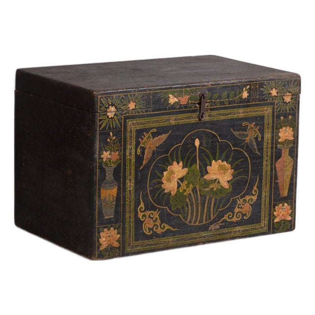 Antique Chinese Painted Trunk For Sale