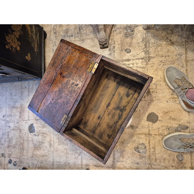 Brown Antique Folk Art Box With Seashells For Sale - Image 8 of 8