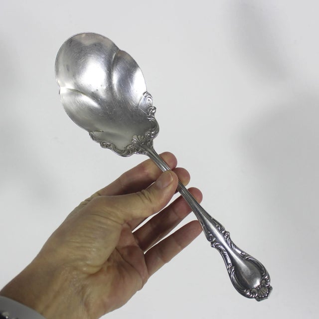 Large Antique 1896 R. Wallace Silver Plated Shell Casserole Spoon, Joan Serving Spoon, Hostess Server Silver Plated Plate For Sale - Image 9 of 10