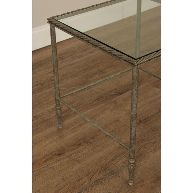 Vintage Pair of Iron Glass Top Nesting Tables For Sale - Image 10 of 12