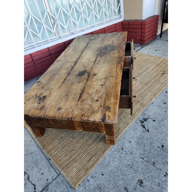 Antique Solid Teak Coffee Table For Sale - Image 4 of 5
