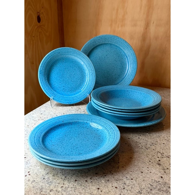 Ceramic Vintage Blue Speckled Earthenware Plates from Celtic Atlantis, 1970s, Set of 10 For Sale - Image 7 of 14
