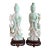 Pair 10" Antique Chinese Qing Natural Jadeite Jade Kuan Yin With Cranes & Stands For Sale