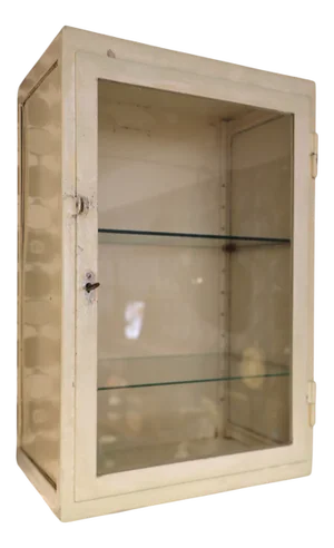 Sheet Metal and Glass Wall Mounted Medicine Cabinet, 1940s