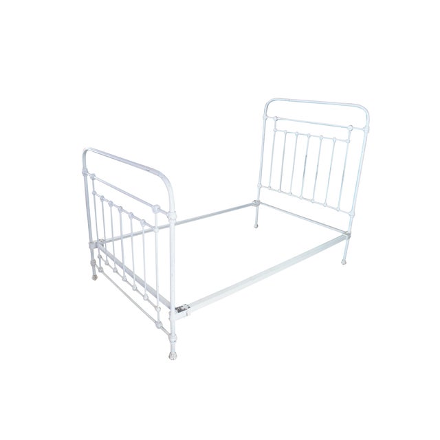 Victorian Antique Victorian French Country Farmhouse Cast Iron Twin Bed Boho Chic For Sale - Image 3 of 10