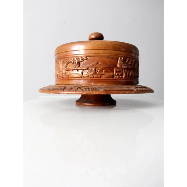 Wood Vintage Carved Wood Cake Stand For Sale - Image 7 of 10