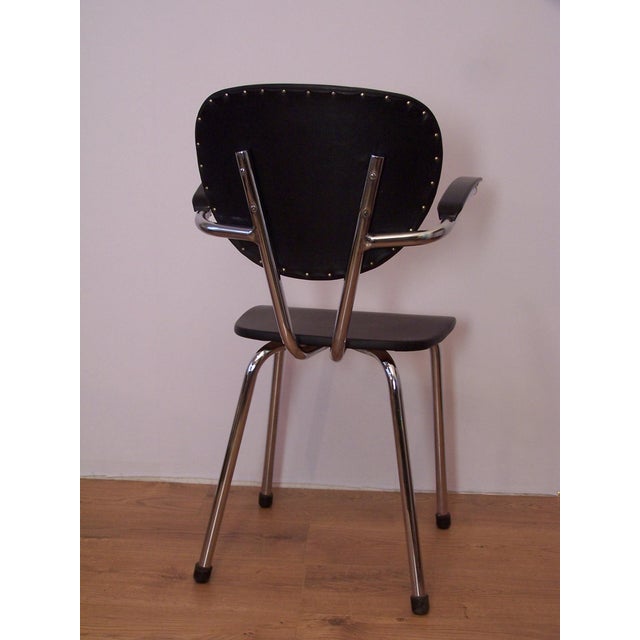 Textile Chrome and Black Leathette Office Chair, 1950s For Sale - Image 7 of 8