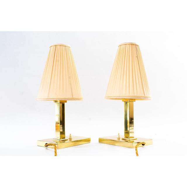 1920s Art Deco Table Lamps with Fabric Shades, Vienna, 1920s For Sale - Image 5 of 13
