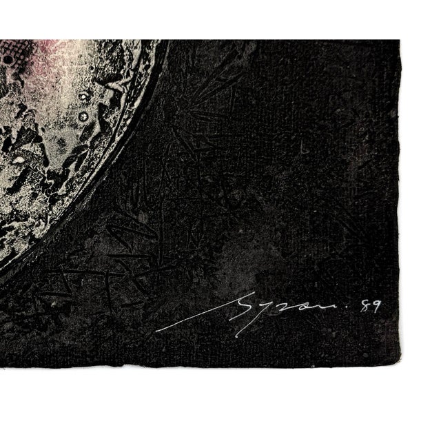 Embossed lithograph (acrylograph) on heavy handmade paper with deckled edges. From Viva Suite. Hand signed and dated lower...