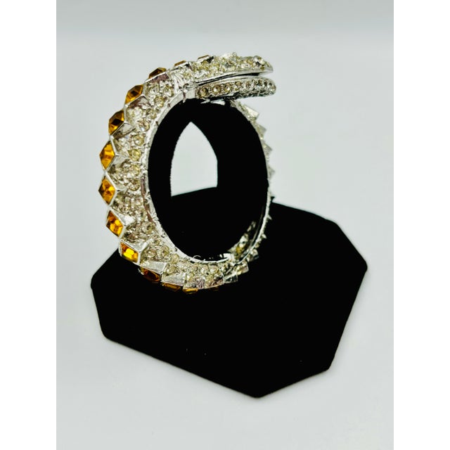 1980s 1980s Kenneth Jay Lane Amber Crystal Snake Bracelet For Sale - Image 5 of 11
