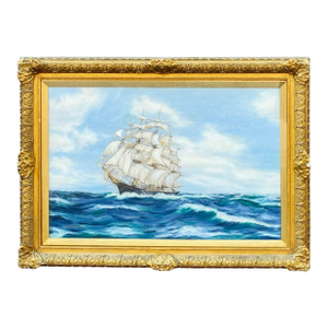 20th Century Oil on Canvas Painting "The North America in Full Sail"