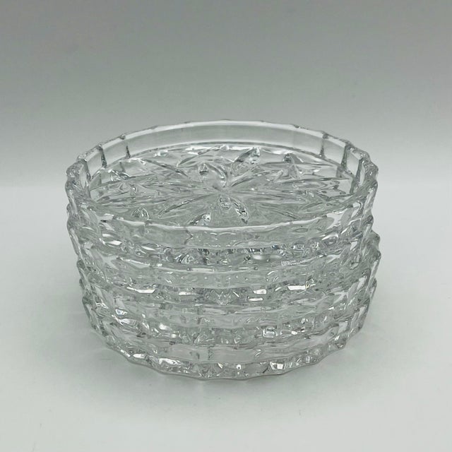 Glass Mid 20th Century Crystal Coasters- Set of 4 For Sale - Image 7 of 8