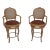 Pair Andre Rope Twist Design Cane Back Swivel Bar Chairs For Sale