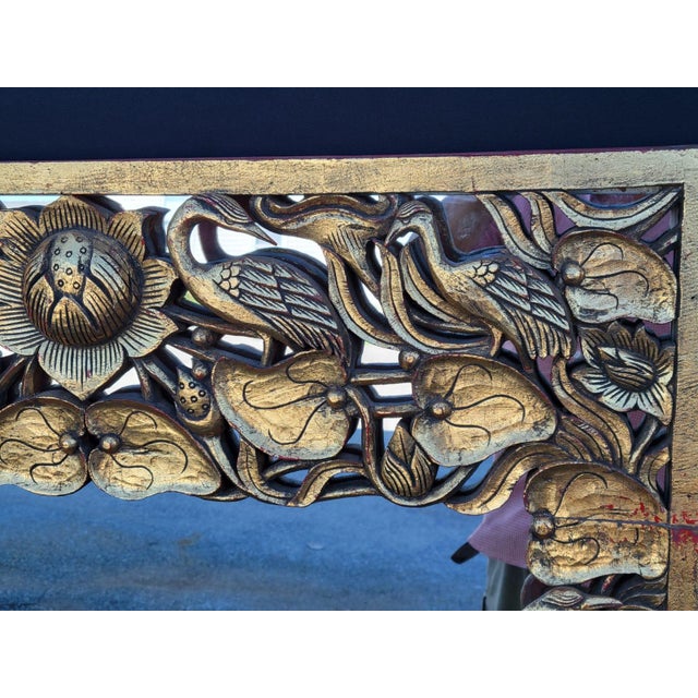 1950 Heavily Carved Hollywood Chinese With Birds Mirror New Glass. For Sale - Image 14 of 16