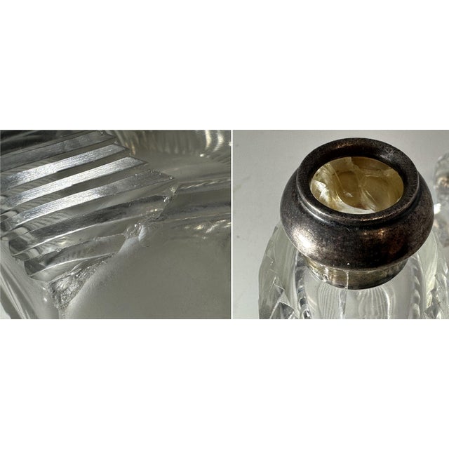 Transparent Sterling Silver Cut Crystal Perfume Bottle: Acorn Stopper, Ribbed Design For Sale - Image 8 of 10