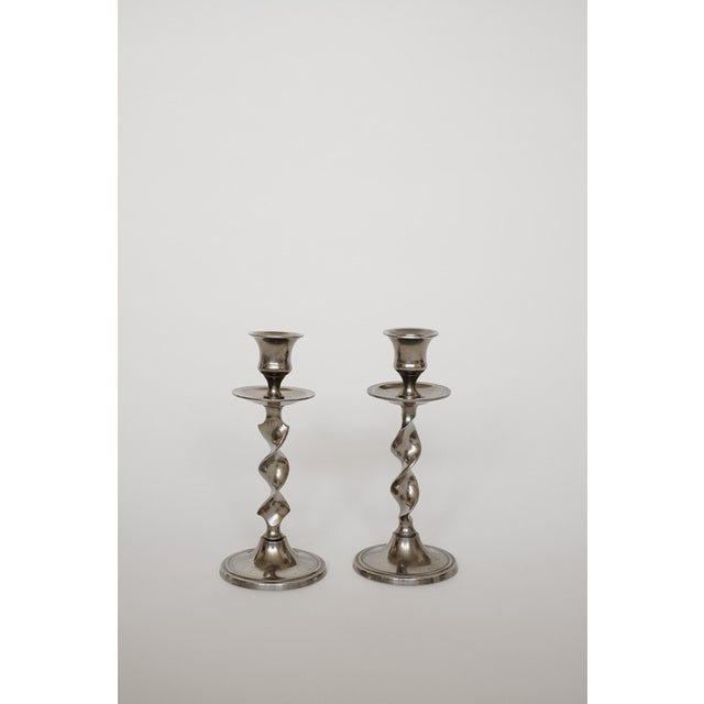 Metal Vintage Twisted Candlesticks, 1970s, Set of 2 For Sale - Image 7 of 7
