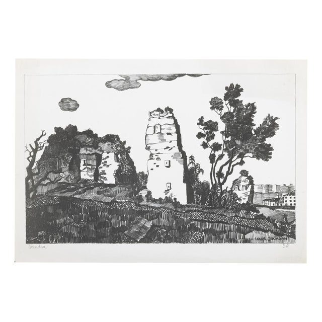 Louis Jourdan, Landscape, 20th Century, Screenprint For Sale