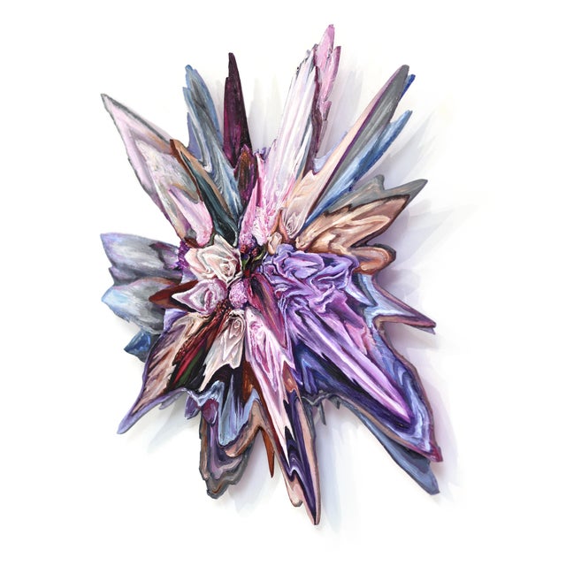 Lilac Hydrangea Glitch - Abstract Vibrant Mixed Media Surreal Sculptural Original Artwork by Kate Tova For Sale In Los Angeles - Image 6 of 9