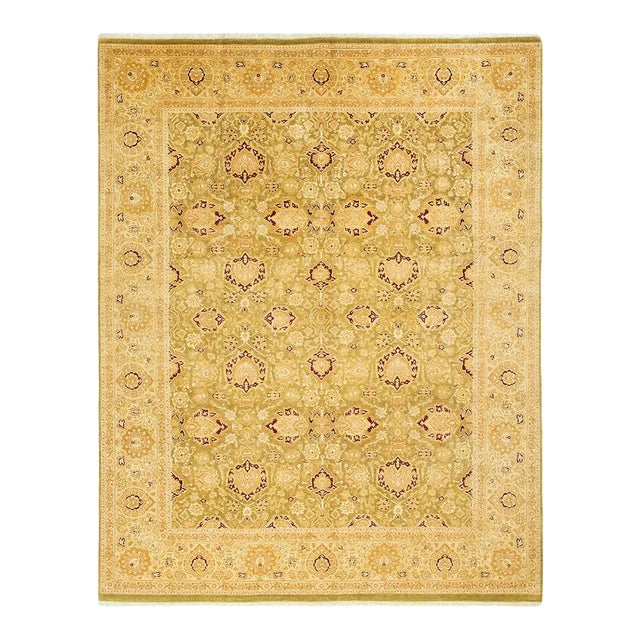 Mogul Collection Hand-Knotted Area Rug - Green 8' 2" x 10' 4" For Sale