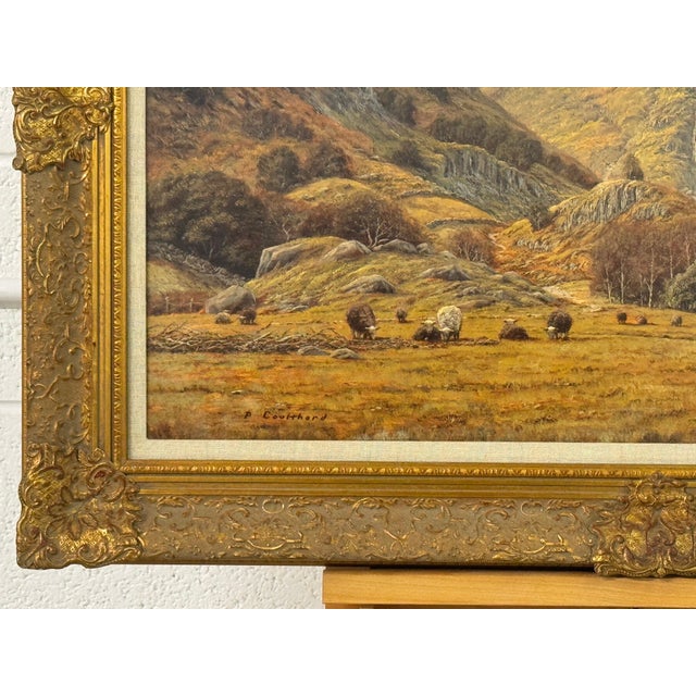 Sheep by Mountain Waterfall in Lake District England an Original Oil on Canvas 1990 Circa For Sale - Image 6 of 16