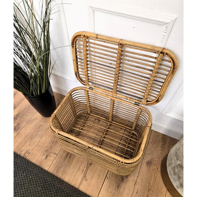 Italian Bohemian Riviera Bamboo and Rattan Basket, 1960s For Sale - Image 10 of 11