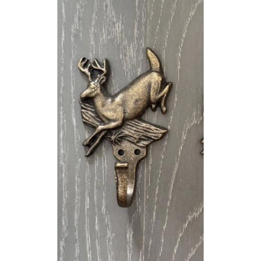 American Antique Brass Wildlife Sporting Wall Hooks, Cabin Mudroom Architectural Hardware - Set of 5 For Sale - Image 3 of 16