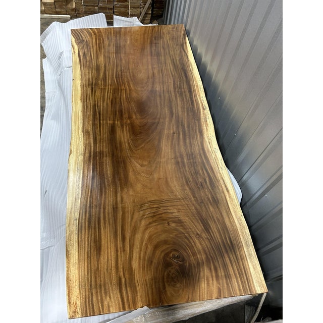 Live Edge Single-Slab Monkeypod Dining Table, 8 Ft, 47 in Wide For Sale - Image 4 of 4