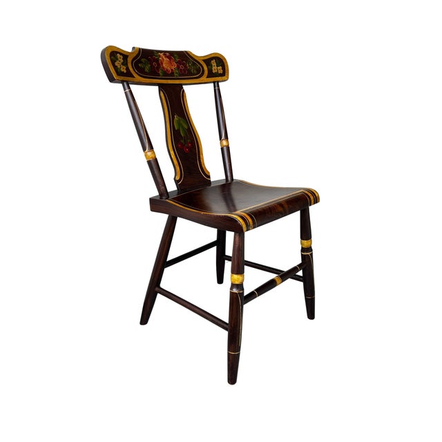 American Set of 6 American "Fancy" Painted Dining Chairs For Sale - Image 3 of 6