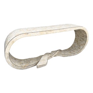 Postmodern Tessellated Stone Maitland Smith Waterfall Ribbon Console Table For Sale