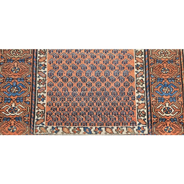 Antique Kurdish Rug, Hand-Knotted Wool, All-over Paisley Pattern, Rust & Navy, 3x6 For Sale - Image 15 of 17