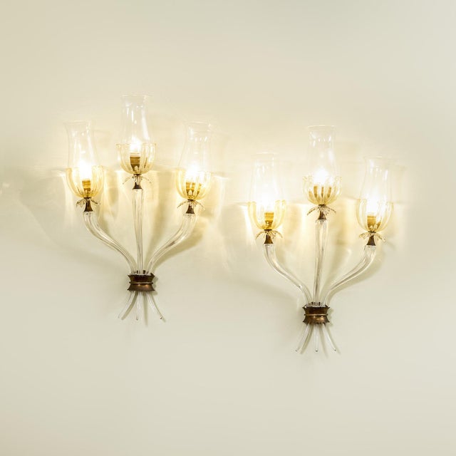 Murano Glass Wall Lights from Seguso Vetri Darte, 1953, Set of 2, in Good conditions. Designed 1950 to 1959 I have...
