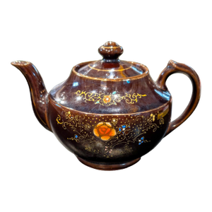 Vintage Japanese Moriage Hand Painted Redware Teapot
