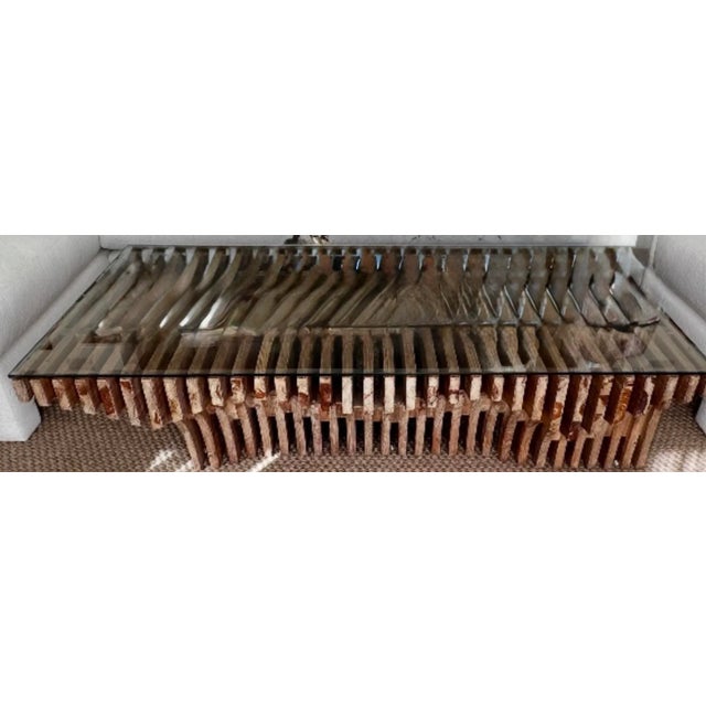 Brown Berman Rosetti for Mimi London “Arroyo” Sculptural Oak & Glass Waterfall Coffee Table — Commissioned Los Angeles, C. 2013 For Sale - Image 8 of 9