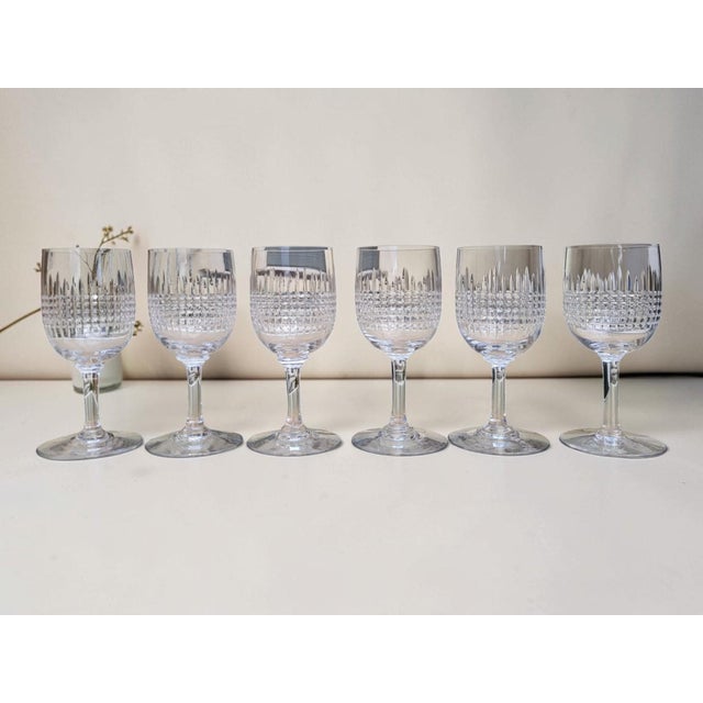 Antique Crystal Bordeaux No. 4 Wine Glasses from Baccarat, 1890s, Set of 6 For Sale - Image 3 of 8