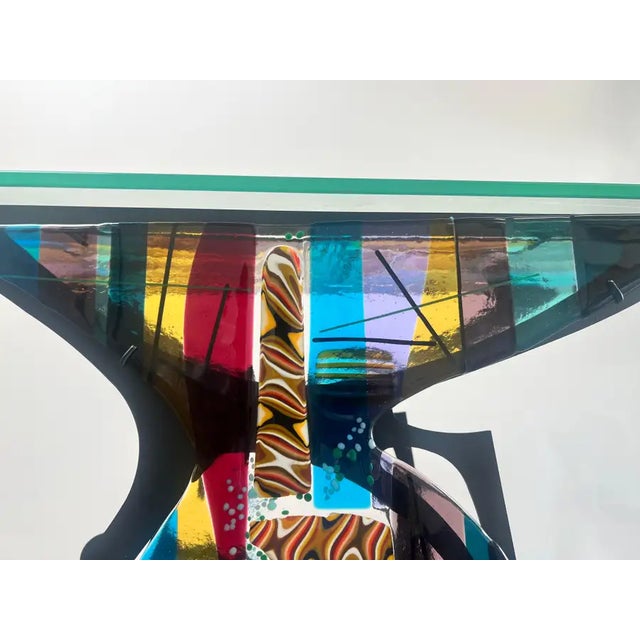 Sabra Richards Art Glass & Steel Sculptural Console Table, Signed & Dated 2008 For Sale - Image 4 of 18