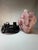 Vintage Chinese Carved Rose Quartz Koi Fish & Lotus Sculpture on Wood Stand For Sale - Image 10 of 11